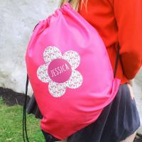Personalised Flower Pink Drawstring Bag Extra Image 3 Preview